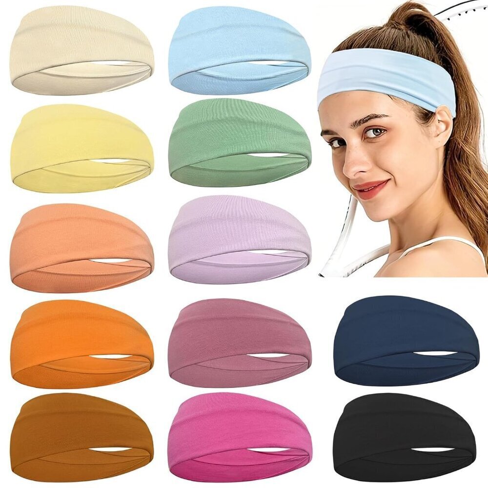 12 Pack Boho Cotton Headbands Wide Stretchy Sport Yoga Workout Hair Accessories